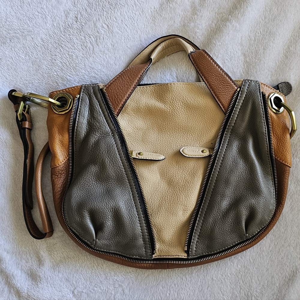 OrYany colorblock leather hobo shoulder bag With Dust Cover